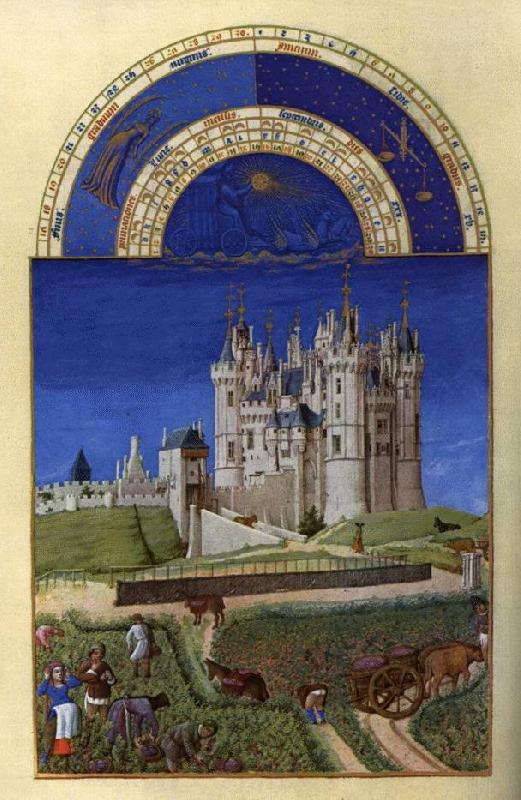 LIMBOURG brothers Les trs riches heures du Duc de Berry: Septembre (September) s